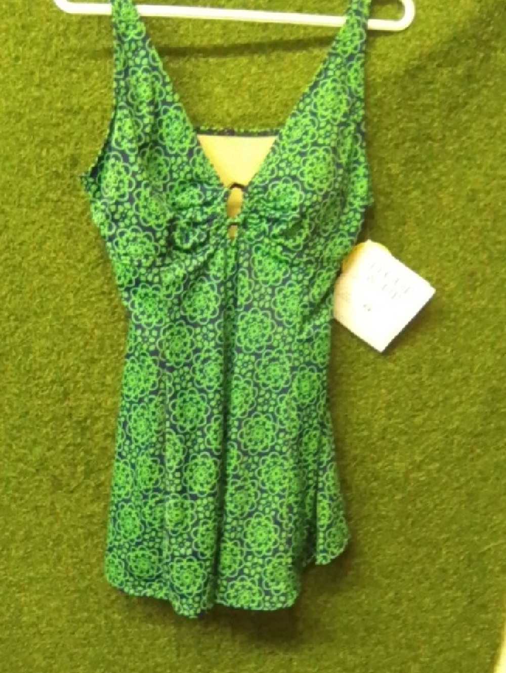 Green Floral V-Neck Swimdress